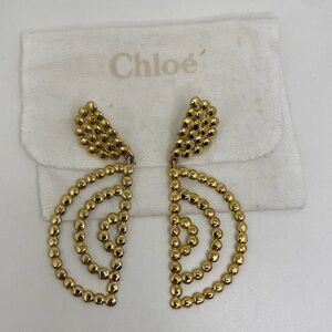 Chloé Gold Beaded Sculptural Drop Earrings